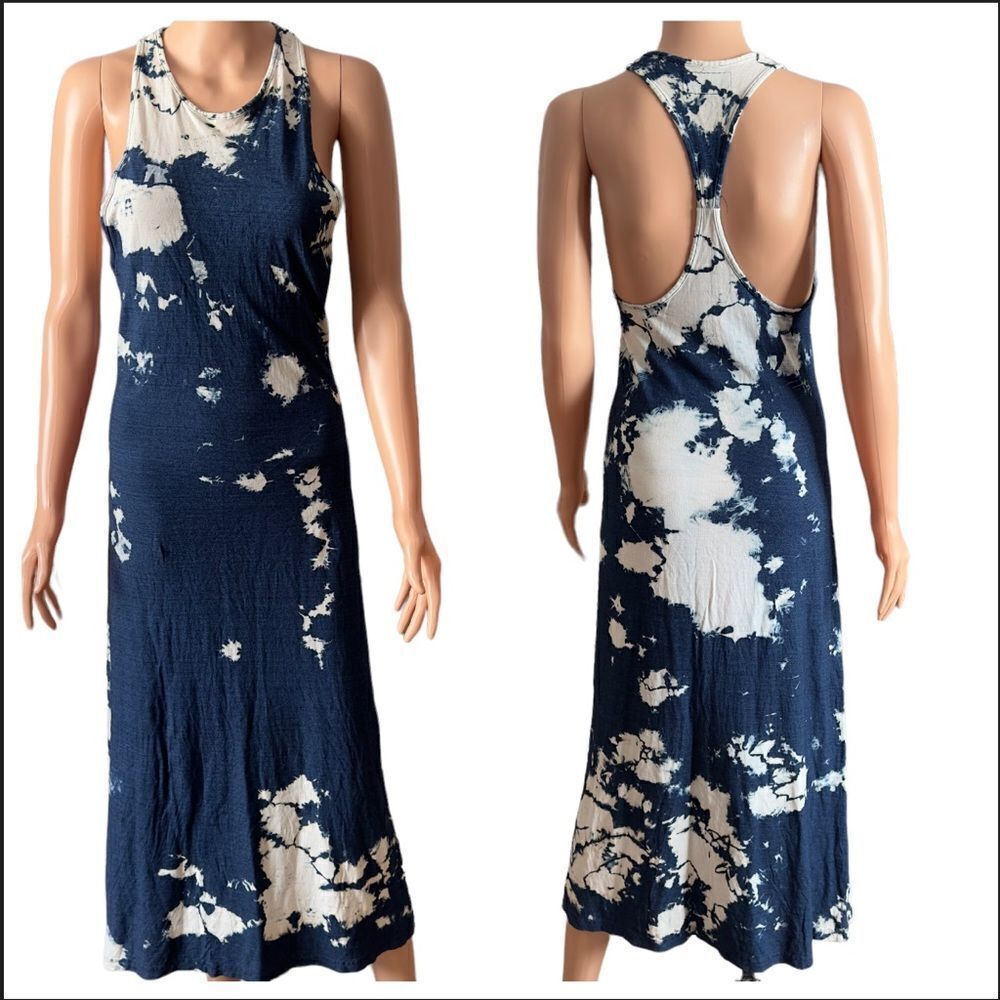 Cotton Citizen Blue and White Tie-Dye Midi Dress
